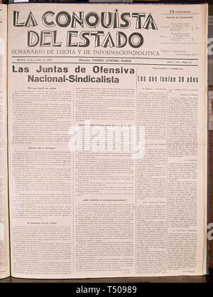 PERIODICO LA CONQUISTA DEL ESTADO - 1931. Lage: Biblioteca Municipal. MADRID. Spanien. Stockfoto