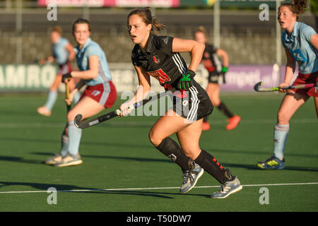 AMSTERDAM, 19-04-2019, Euro Hockey Club Cup 2019. Veranstaltungsort: Wagener Stadion. Kelly Jonker während des Spiels UHC Hamburg vs AH&BC Amsterdam. Stockfoto