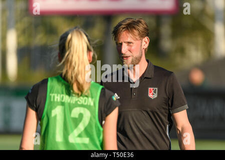 AMSTERDAM, 19-04-2019, Euro Hockey Club Cup 2019. Veranstaltungsort: Wagener Stadion. Robert Tigges während des Spiels UHC Hamburg vs AH&BC Amsterdam. Stockfoto