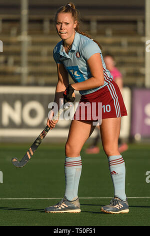 AMSTERDAM, 19-04-2019, Euro Hockey Club Cup 2019. Veranstaltungsort: Wagener Stadion. Lena Micheel während des Spiels UHC Hamburg vs AH&BC Amsterdam. Stockfoto