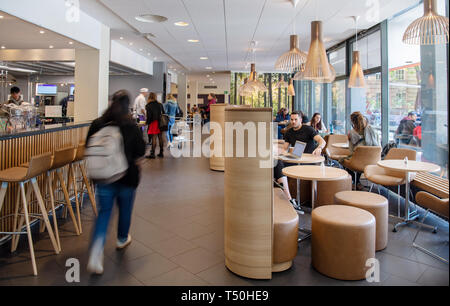 Berlin, Deutschland. 17 Apr, 2019. Schüler/innen besuchen die vegane Mensa auf dem Campus der Technischen Universität. Das erste rein pflanzlich Mensa öffnet offiziell am 23. April 2019. Credit: Monika Skolimowska/dpa-Zentralbild/dpa/Alamy leben Nachrichten Stockfoto