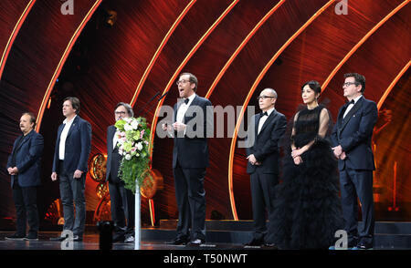 Peking, China. 20 Apr, 2019. Die Mitglieder der Jury für den Tiantan Award teilnehmen Das schließen und Verleihung des neunten Beijing International Film Festival in Peking, der Hauptstadt von China, 20. April 2019. Credit: Ding Hongfa/Xinhua/Alamy leben Nachrichten Stockfoto