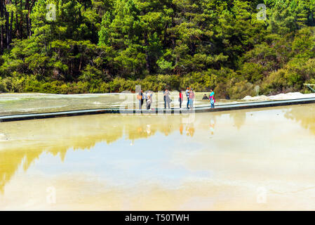 ROTORUA, NEUSEELAND - Oktober 10, 2018: geothermische Pools in Wai-O-Tapu Park. Kopieren Sie Platz für Text Stockfoto