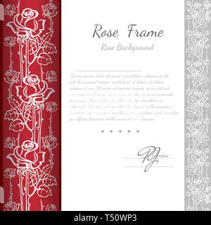 Abstrakte Blumen Rosen Muster und weiße Teil für Ihren Text, Karte, oder Gruß Stock Vektor