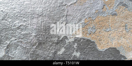 Alte, gesprungene Wand mit silberfarbe Textur Hintergrund Stockfoto