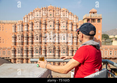 Indien, Rajasthan, Jaipur, Hawa Mahal (Palast der Winde) Herr Stockfoto