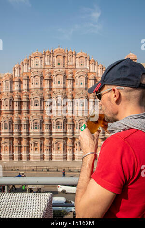 Indien, Rajasthan, Jaipur, Hawa Mahal (Palast der Winde) Herr Stockfoto