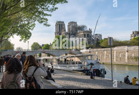 Notre Dame de Paris am 17. April 2019: Nach dem Brand Stockfoto