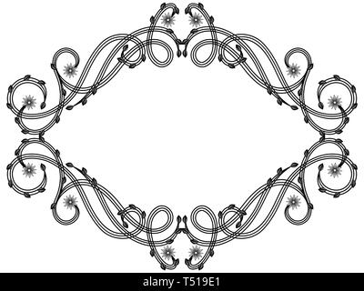 Dekorative viktorianischen Blumen Rahmen mit interlaced Linien auf weißem Hintergrund, Vektor als Element des Designs Stock Vektor