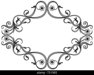 Zarte dekorative Blumen Rahmen mit interwoven Linien im Viktorianischen Stil auf dem weißen Hintergrund isoliert, Vektor als Element des Designs Stock Vektor