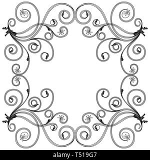 Zarte dekorative Blumen Rahmen mit interwoven Linien im Viktorianischen Stil auf dem weißen Hintergrund isoliert, Vektor als Element des Designs Stock Vektor