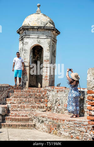 Cartagena Kolumbien, Castillo de San Roiman de Barajas, San Lazaro Hill, historische Festung aus der Kolonialzeit, Weltkulturerbe, lateinamerikanisches lateinamerikanisches Latino ethni Stockfoto