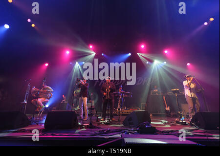 Fat Freddy's Drop durchführen an den WOMAD-Festival, Charlton Park, UK, 26. Juli 2014. Stockfoto