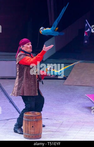 Europa. In der Ukraine. Charkow. Zirkus. Riesige Fontänen. Rede von Zirkus Schauspieler. Stockfoto