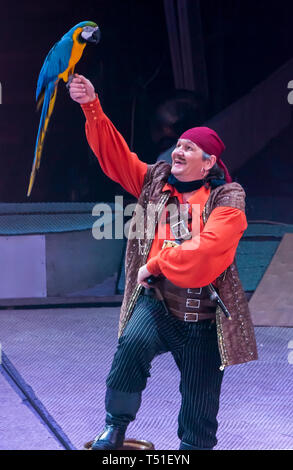 Europa. In der Ukraine. Charkow. Zirkus. Riesige Fontänen. Rede von Zirkus Schauspieler. Stockfoto