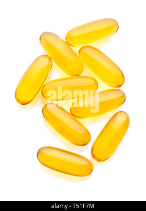 Selektiver Fokus Bild. Lebertran Omega 3 Kapseln Stockfoto