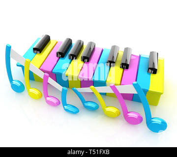 Bunte Piano keys auf weißem Hintergrund Stockfoto