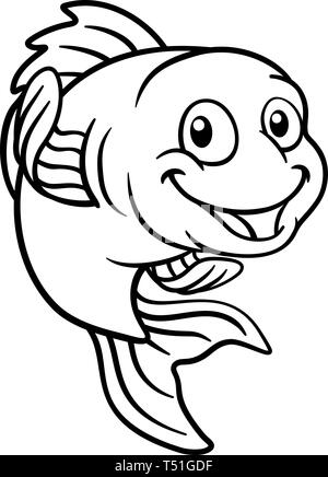Goldfisch oder Gold Fish Cartoon Charakter Stock Vektor