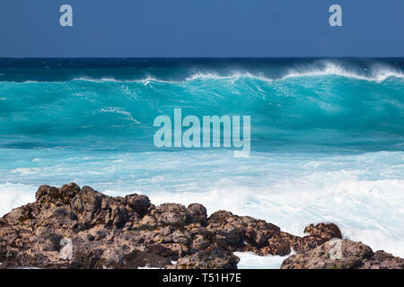 Hohe Wellen an Hookipa in Maui, Hawaii. Stockfoto