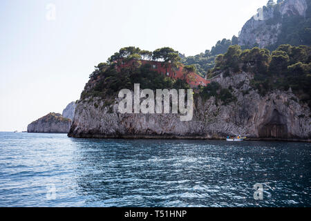 Für eine Aussicht von der Villa Malaparte und Klippen, Capri, Italien Stockfoto