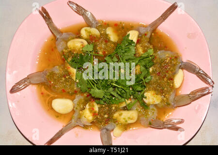 Garnelen in Fischsauce Stockfoto