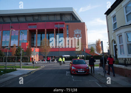 Anfield Road Haupttribüne, Fußball Liverpool FC, Liverpool. Stockfoto