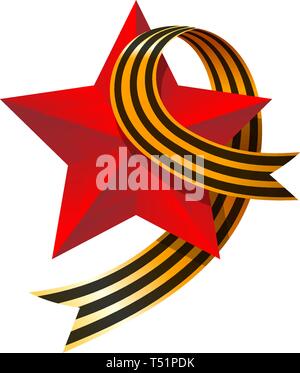 Mai 9 Russische Urlaub, großartige Tag des Sieges. Big Red Star und Nelke. Symbol des Sieges der Sowjetunion über Nazi-deutschland im Zweiten Weltkrieg. Vektor illustra Stock Vektor