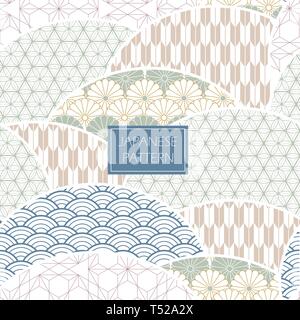Japanische Muster Vektor. Blau und Lila geometrischen Hintergrund. Abstrakte Vorlage. Stock Vektor