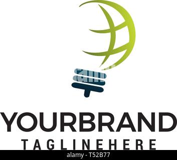 Kreative Lampe abstract Vector Logo Design und Globus unterzeichnen. Corporate Business Industrie kreative logo Symbol. Vector Illustration Stock Vektor