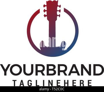 Gitarre Logo Design Konzept Vorlage Vektor Stock Vektor