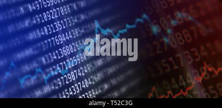 Breitbild-abstrakten finanziellen Graph mit Aufwärtstrend und Balkendiagramm der Börse Stockfoto