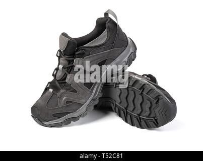 Sport Schuhe schwarz auf weißem Hintergrund Stockfoto