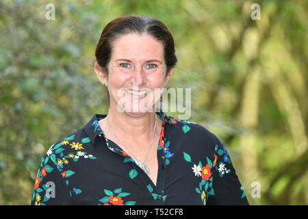 Rhian Mannings, die ihren kleinen Sohn und Ehemann innerhalb weniger Tage verloren hat, führt den London Marathon durch, um anderen zu zeigen, dass auch sie überleben können Òif sie geben nicht upÓ. Stockfoto