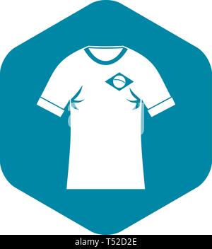 T-Shirt mit Flagge von Brasilien unterzeichnen Symbol, einfachen Stil Stock Vektor
