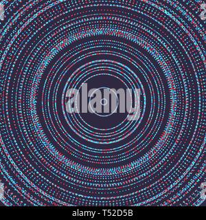 Array mit dynamischen Partikel kleiner Partikel im Kreis. Moderne Wissenschaft und Technologie Element. Radialreifen. Abstrakte gepunkteten Hintergrund. Vektor Stock Vektor