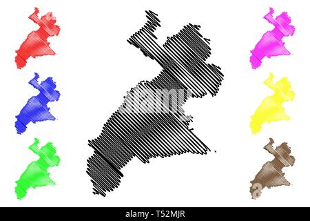 Erbil Governorate (Republik Irak, Gouvernements des Irak) Karte Vektor-illustration, kritzeln Skizze Arbil Provinz Karte Stock Vektor