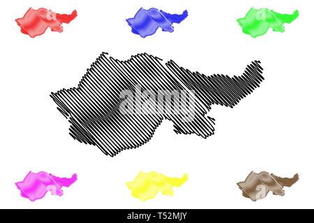 Dohuk Governorate (Republik Irak, Gouvernements des Irak) Karte Vektor-illustration, kritzeln Skizze Dohuk Provinz Karte Stock Vektor