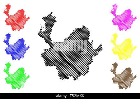 Bogota (Kolumbien, Republik Kolumbien, Abteilungen von Kolumbien) Karte Vektor-illustration, kritzeln Skizze Departement Antioquia Karte Stock Vektor