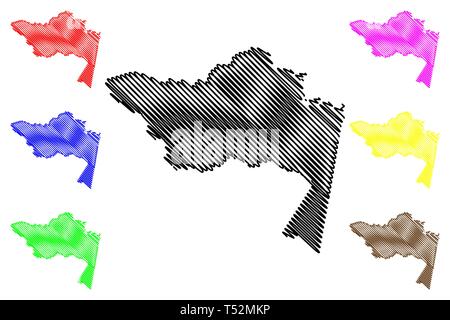 Amazonas Abteilung (Kolumbien, Republik Kolumbien, Abteilungen von Kolumbien) Karte Vektor-illustration, kritzeln Skizze Amazonas Karte Stock Vektor