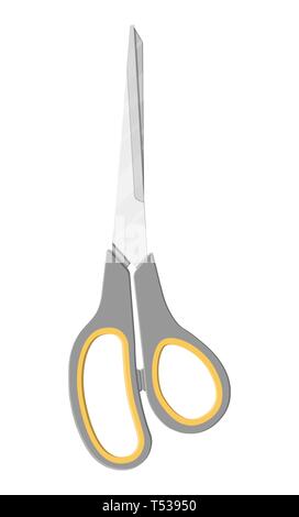 Scheren mit grauem Kunststoff verarbeitet. Schreibwaren. Bürobedarf. Vector Illustration, flacher Stil Bleistift Stock Vektor