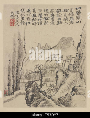 Die Qing-dynastie Jinling Yi Shi Tao' Buch 'Papier, Farbe, album, insgesamt 12 öffnen, jede Öffnung 23,8 cm, horizontal 19,2 cm Stockfoto