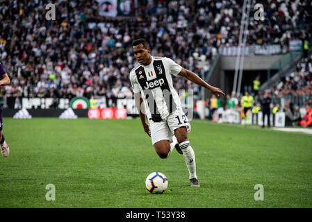 Durign der Serie A Fußball: Juventus vs Fiorentina. Juventus Turin gewann 2-1 bei der Allianz Stadion in Turin, Italien, 20. April 2019 Stockfoto