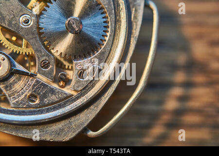 Makro Bilder einer alten Uhrwerk Stockfoto