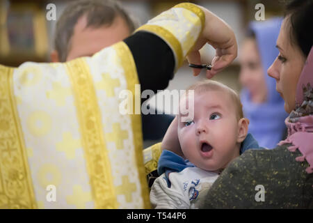 Belarus, die Stadt Gomel am 25. Oktober 2017. Kirche von der Farm. Belarus, die Stadt Gomel. Juni 10, 2017. Kirche am regionalen Krankenhaus. Die ba Stockfoto