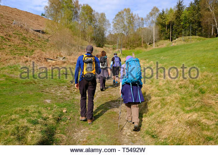 Wanderer auf dem Rob Roy Way, Perthshire, Schottland Stockfoto