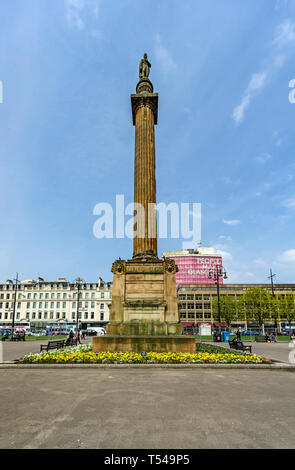 Statue von Sir Walter Scott auf dem George Square im Zentrum von Glasgow Schottland Großbritannien mit Stockfoto