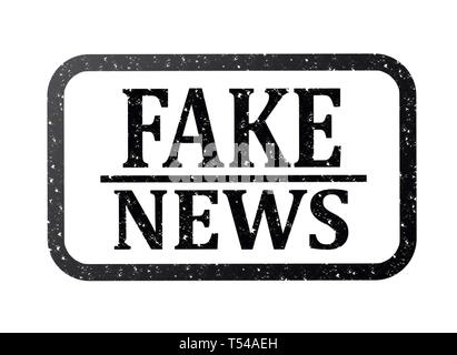 Gummistempel gefälschte Nachrichten, roten Text auf weißem Abbildung Stockfoto