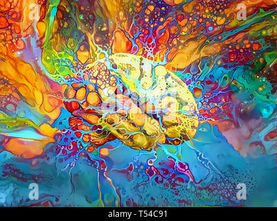 Psychedelic Gehirn in lebendigen Farben Stockfoto