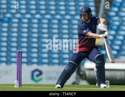 Leeds, UK, April 2019 21. Lancashire Blitz Steven Croft batting während der Royal London einen Tag Pokalspiel Yorkshire Viking vs Lancashire Blitz an der Leeds, UK. Credit: Touchlinepics/Alamy leben Nachrichten Stockfoto