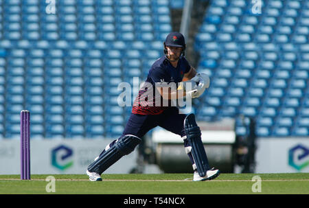 Leeds, UK, April 2019 21. Lancashire Blitz Steven Croft batting während der Royal London einen Tag Pokalspiel Yorkshire Viking vs Lancashire Blitz an der Leeds, UK. Credit: Touchlinepics/Alamy leben Nachrichten Stockfoto